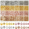 Boîte de perles d’espacement dorées, rondes et étoiles, en compartiments