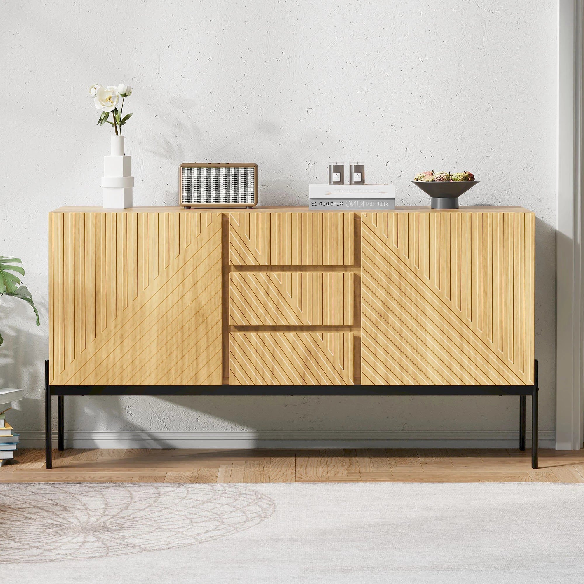 Buffet moderne 2 portes et 3 tiroirs 140 cm