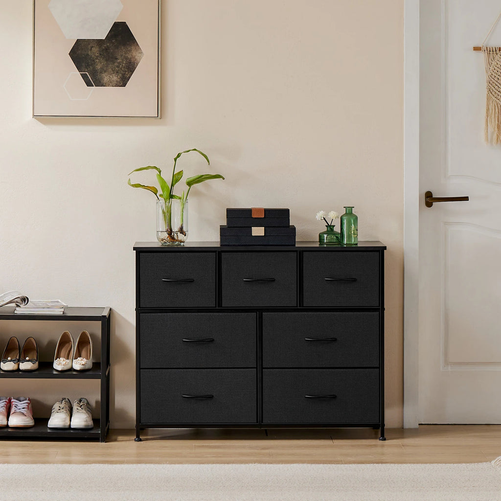 Commode en tissu à 7 tiroirs et cadre en acier