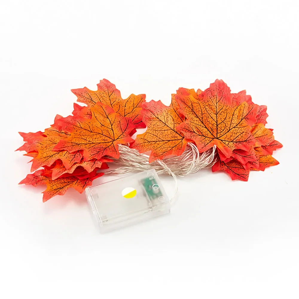 Guirlande lumineuse feuilles d’érable, USB, 3 ou 6 m — feuilles et alimentation illustrée