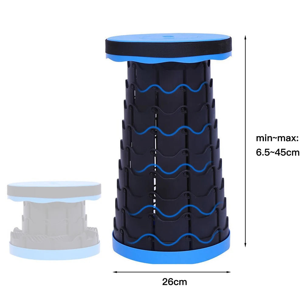 Tabouret télescopique pliant, hauteur réglable jusqu’à 45 cm — dimensions annoncées