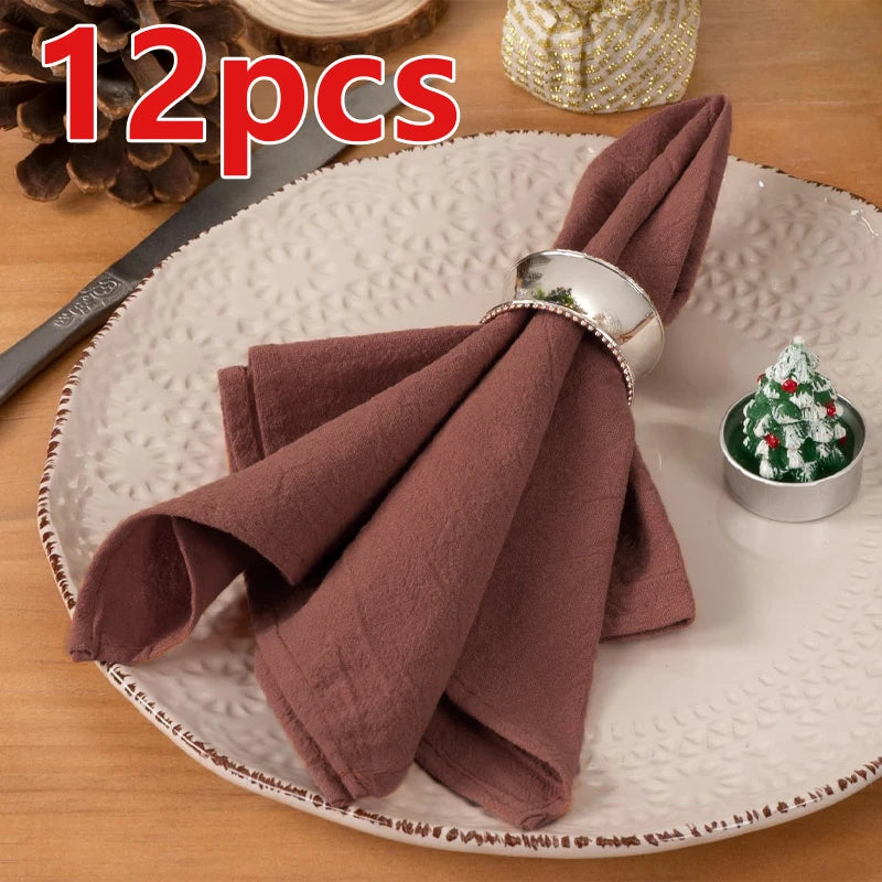Serviettes de table texturées 40 × 40 cm, lot de 6 ou 12 — lot rose de 12