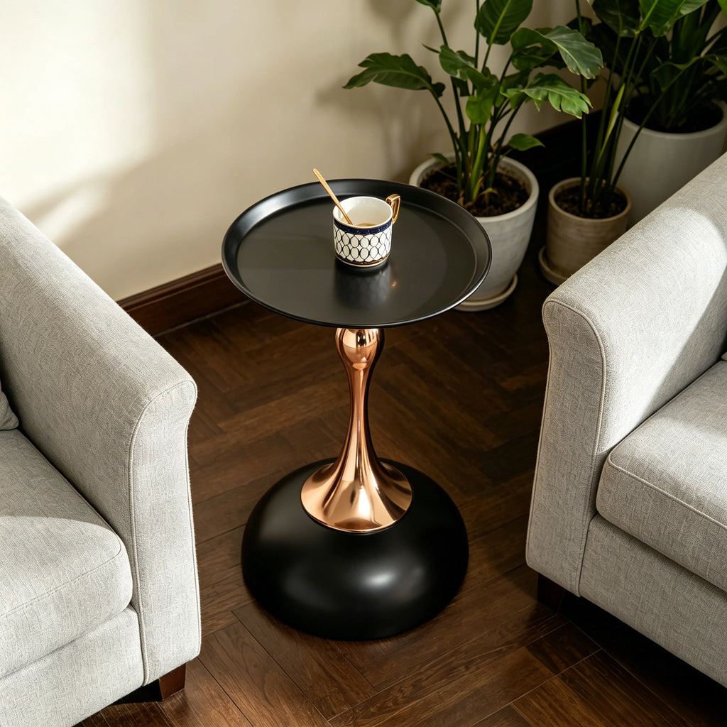 Table d’appoint ronde en métal hauteur 54 cm