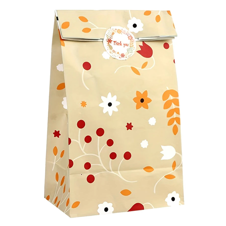 Sachet crème à fleurs colorées fermé par un autocollant