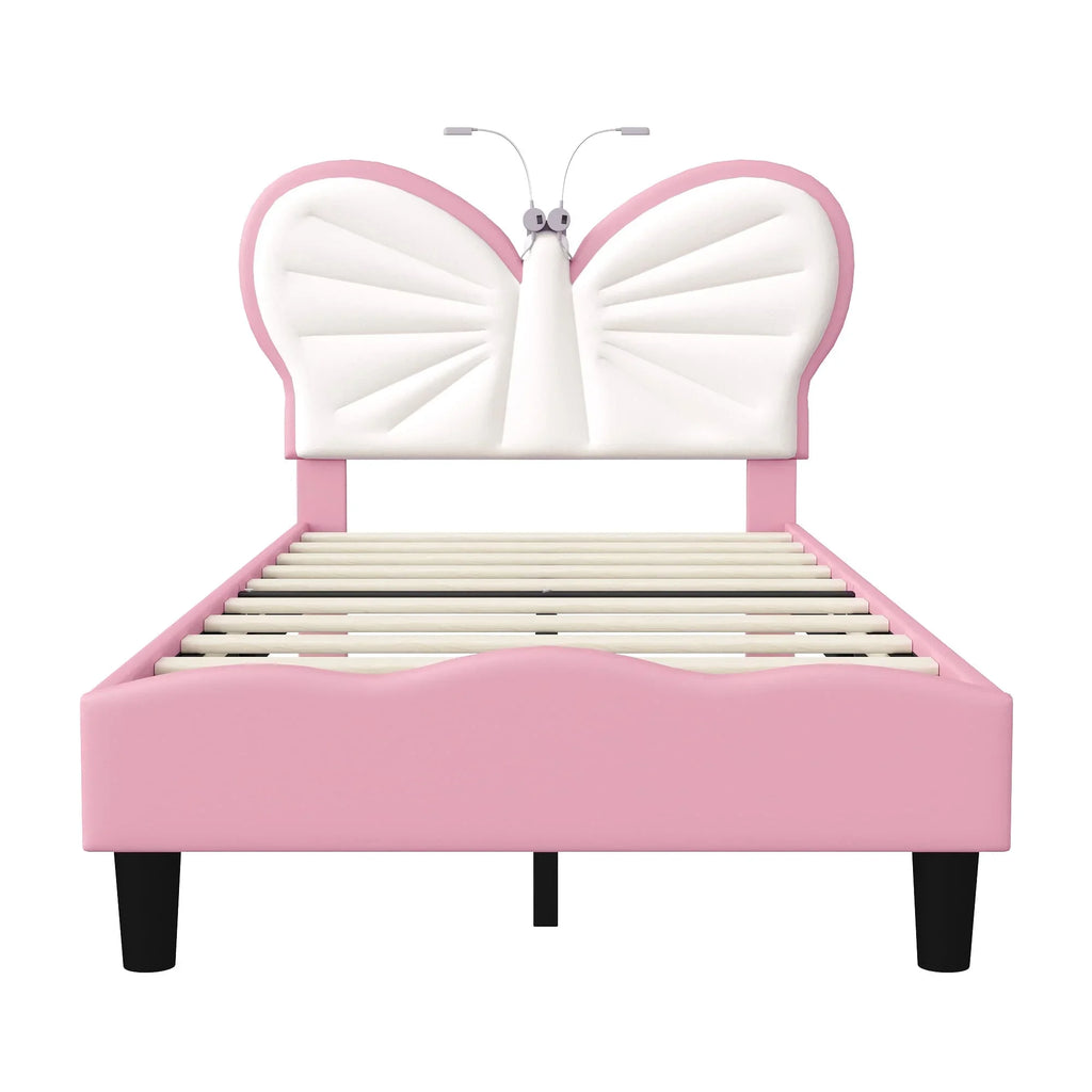 Lit enfant papillon avec lampe de lecture 90 × 200 cm