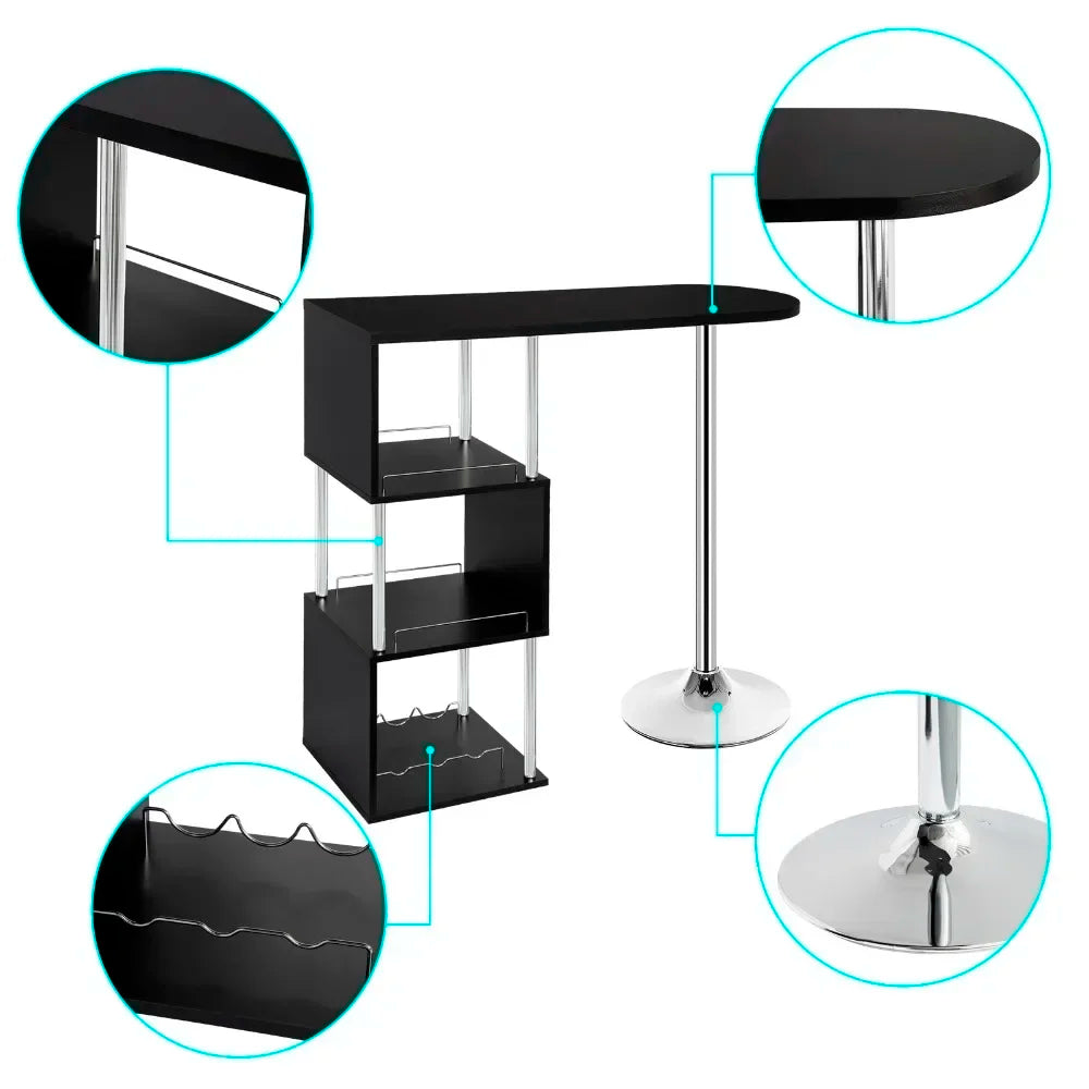 Table de bar haute à trois étagères avec plateau de 113 cm, visuel 12
