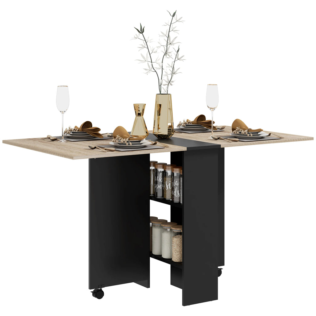 Table à manger pliante naturel et noir 140 × 75 cm