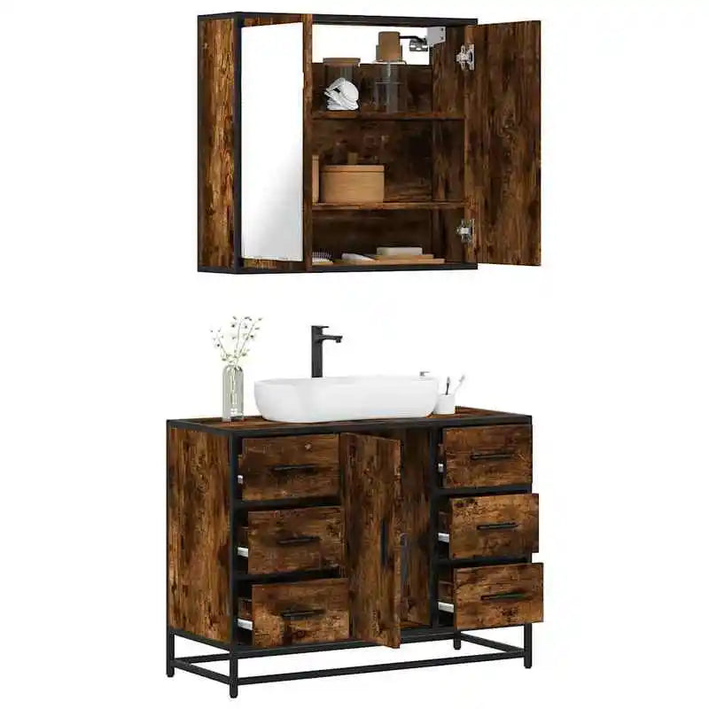 Ensemble salle de bain avec meuble vasque et armoire murale