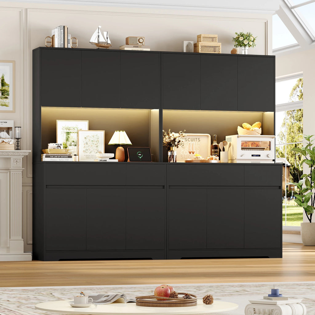 Vaisselier de cuisine avec LED, 6 portes et 2 tiroirs – 180 cm – vue 11