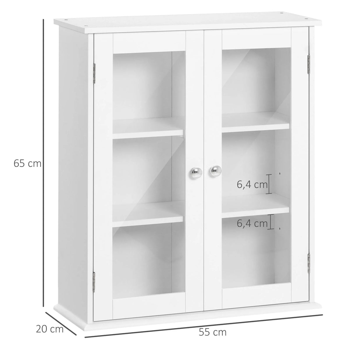 Armoire murale de salle de bain à deux portes vitrées, illustration 5