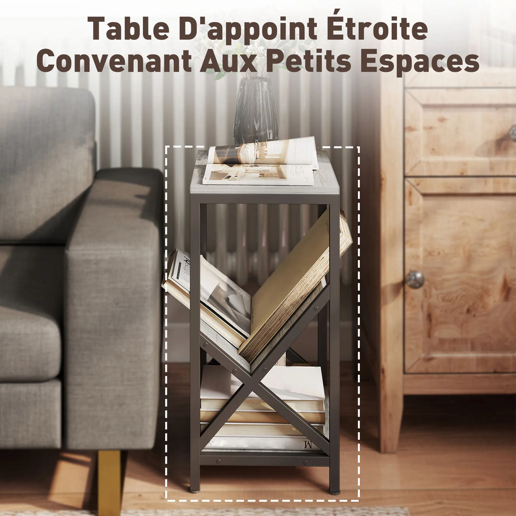 Table d’appoint étroite à 3 niveaux avec porte-revues – vue 6