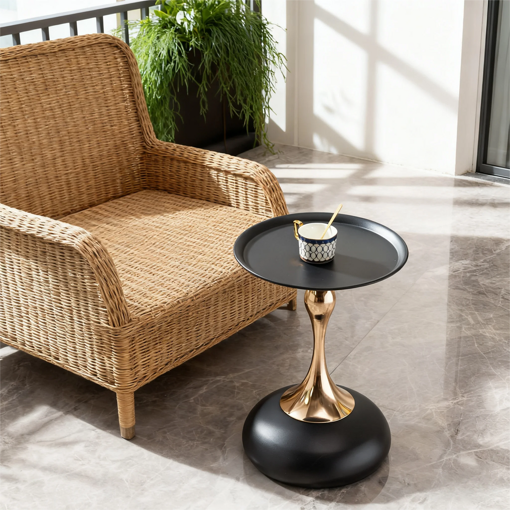 Table d’appoint ronde en métal hauteur 54 cm