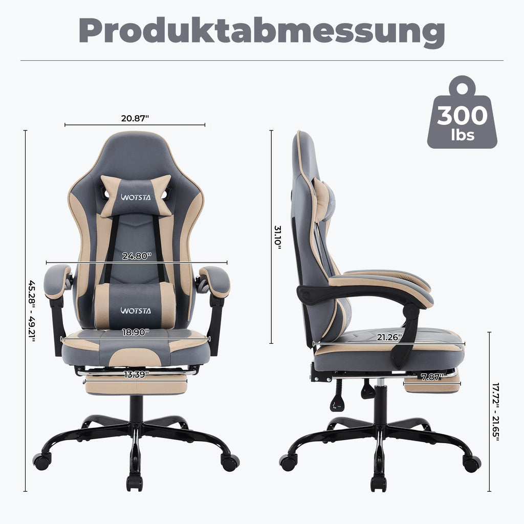 Fauteuil gaming avec repose-pieds et coussins