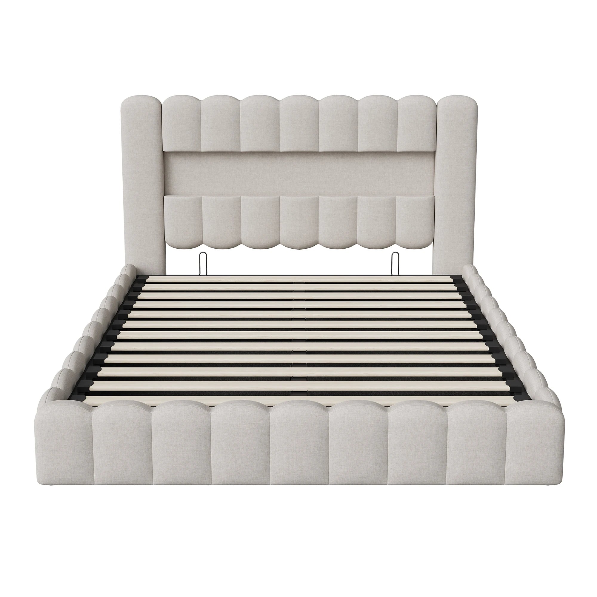 Lit coffre rembourré à ouverture hydraulique