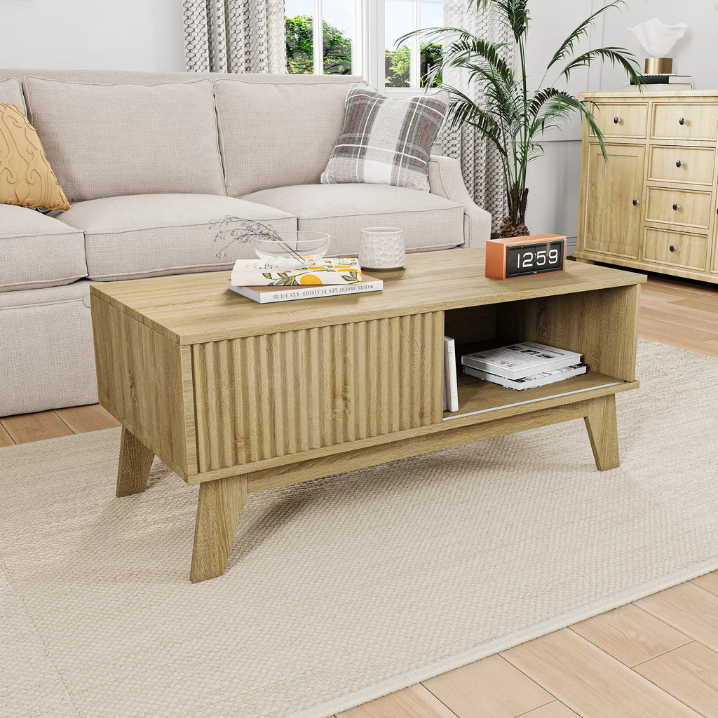Table basse en bois avec rangement 95 cm