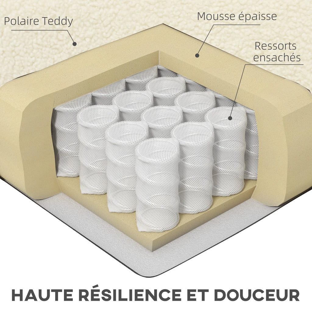 Fauteuil en tissu bouclé avec appuie-tête amovible