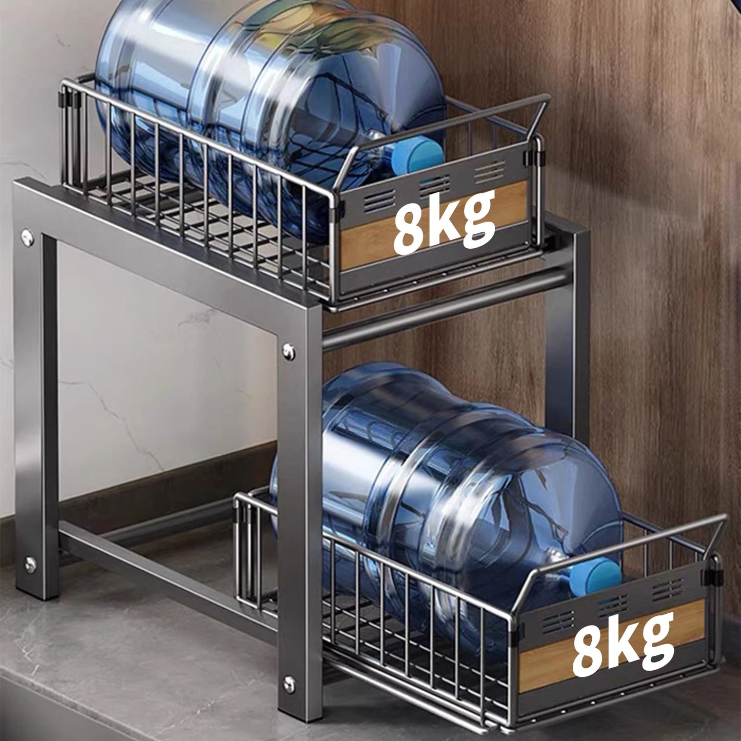 Rangement Coulissant Sous Évier Réglable Double Tiers Pour Cuisine