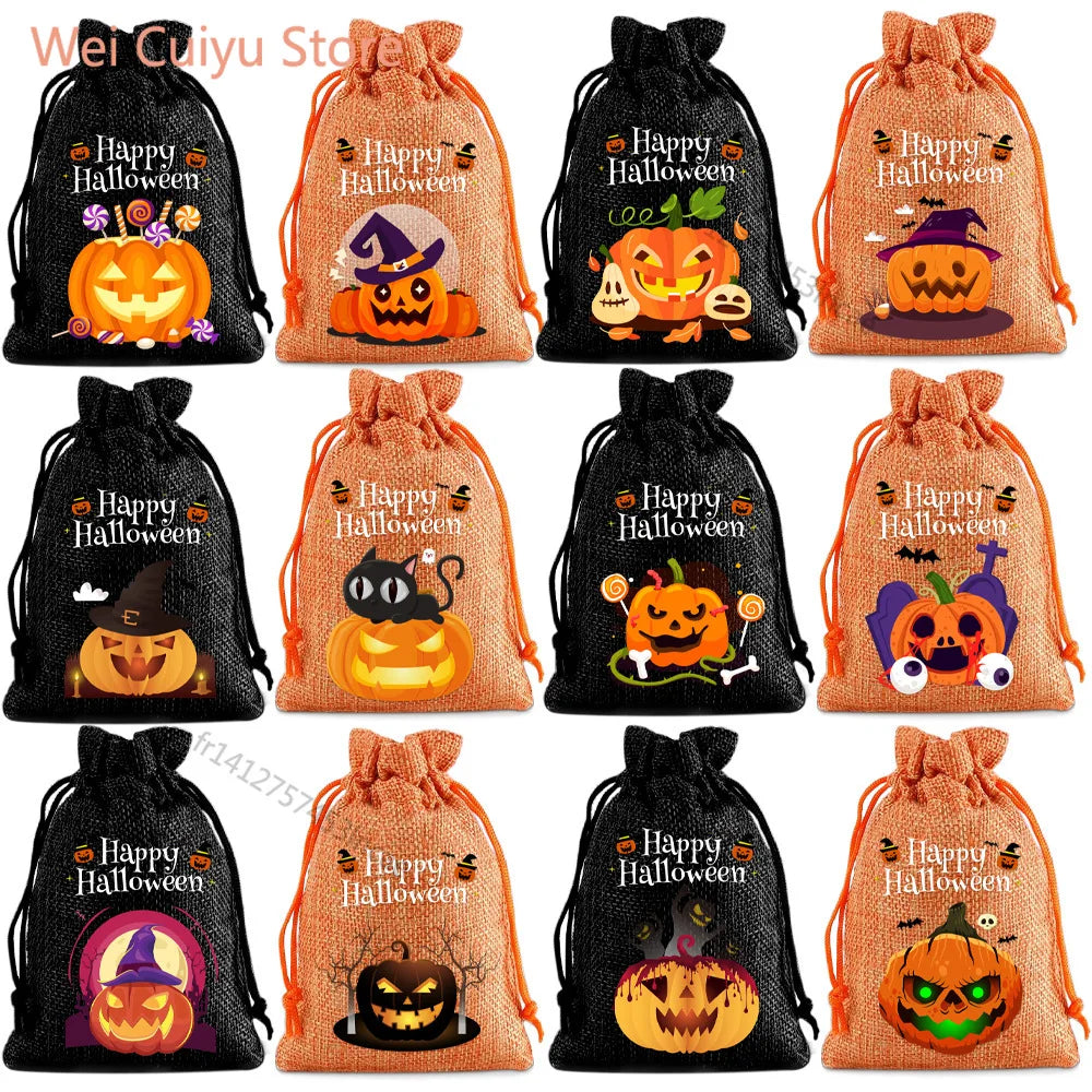 Sachets Halloween à citrouilles, assortiment orange et noir