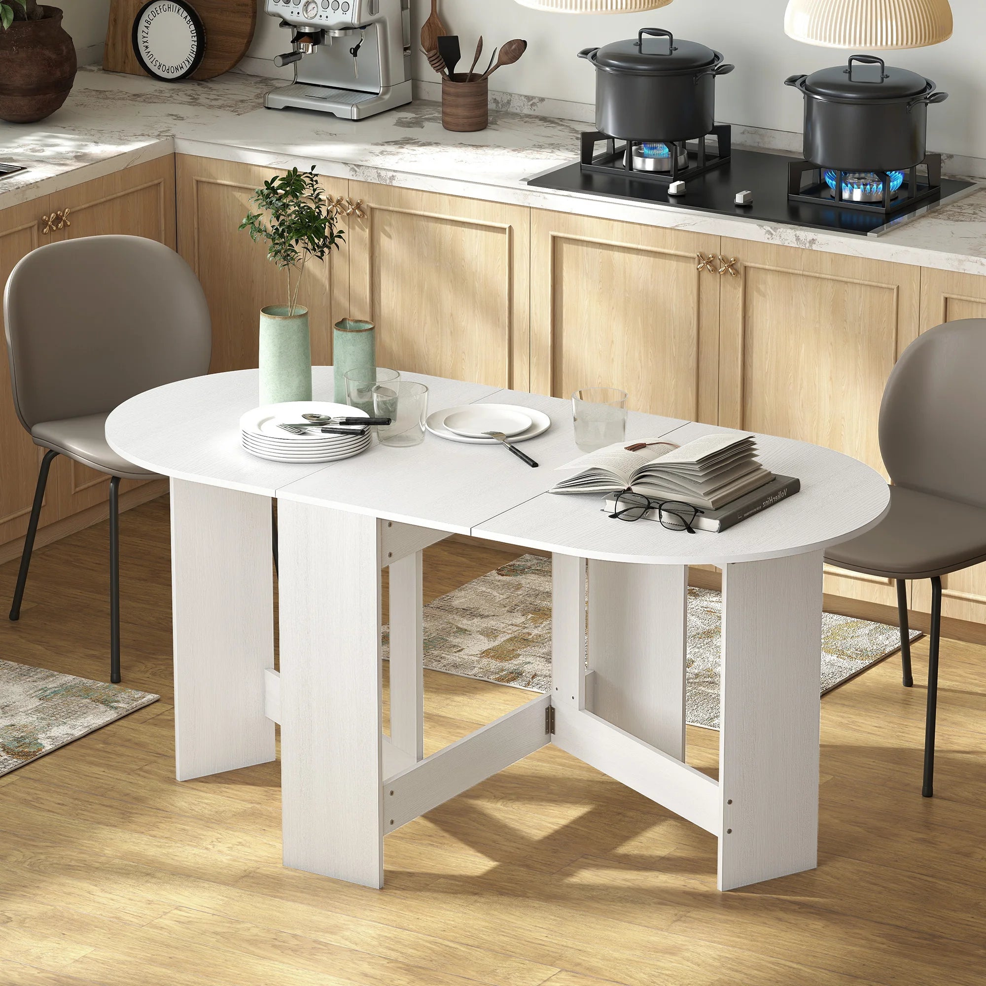 Table à manger ovale pliante jusqu’à 6 personnes