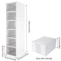 Meuble à chaussures pliable à 6 niveaux, blanc — colonne blanche à portes transparentes