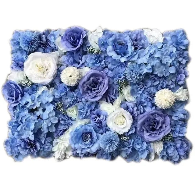 Variante de panneau floral bleu et blanc