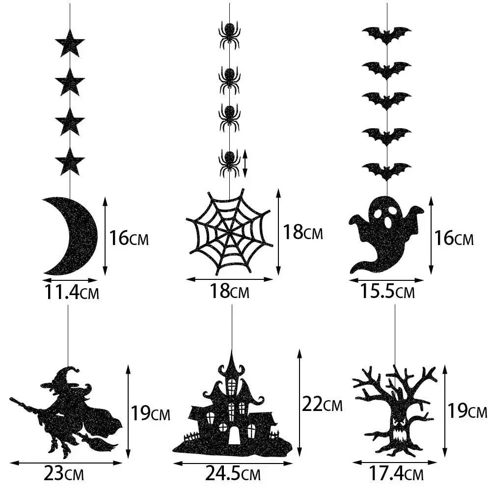 Schéma des dimensions individuelles des silhouettes Halloween