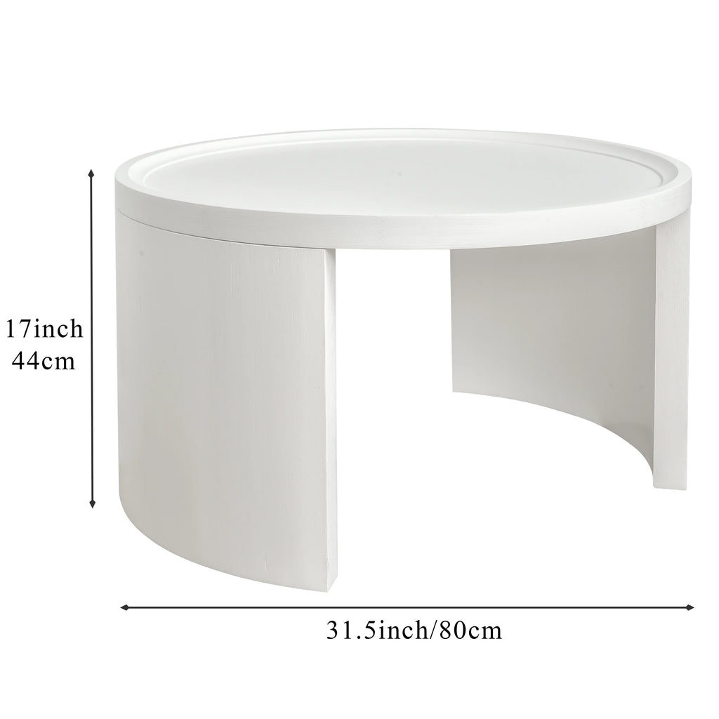 Lot de 2 tables basses gigognes rondes blanches