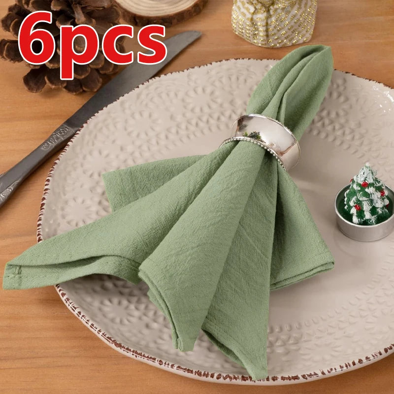 Serviettes de table texturées 40 × 40 cm, lot de 6 ou 12 — lot vert sauge de 6