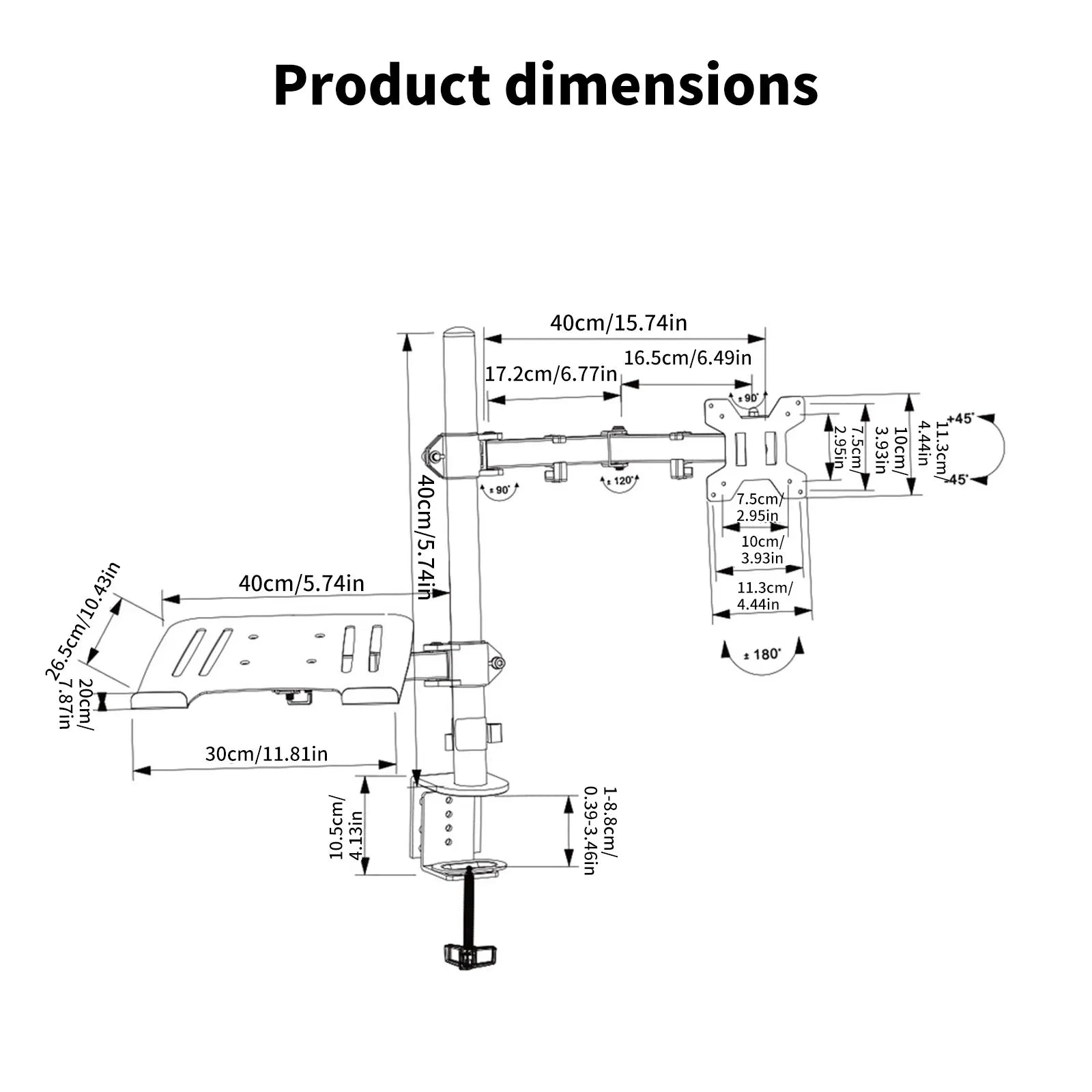 Support double pour écran 13–27 pouces et ordinateur portable – vue 9