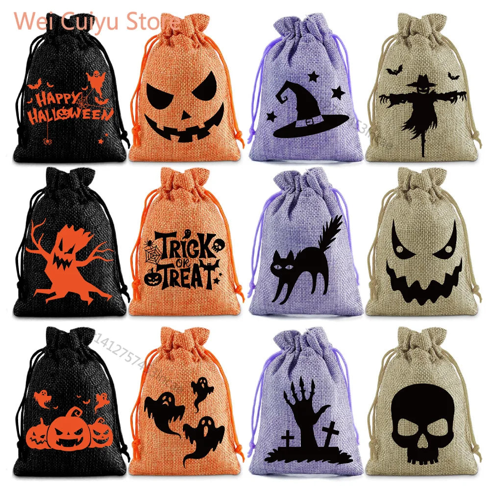 Sachets Halloween multicolores à silhouettes noires