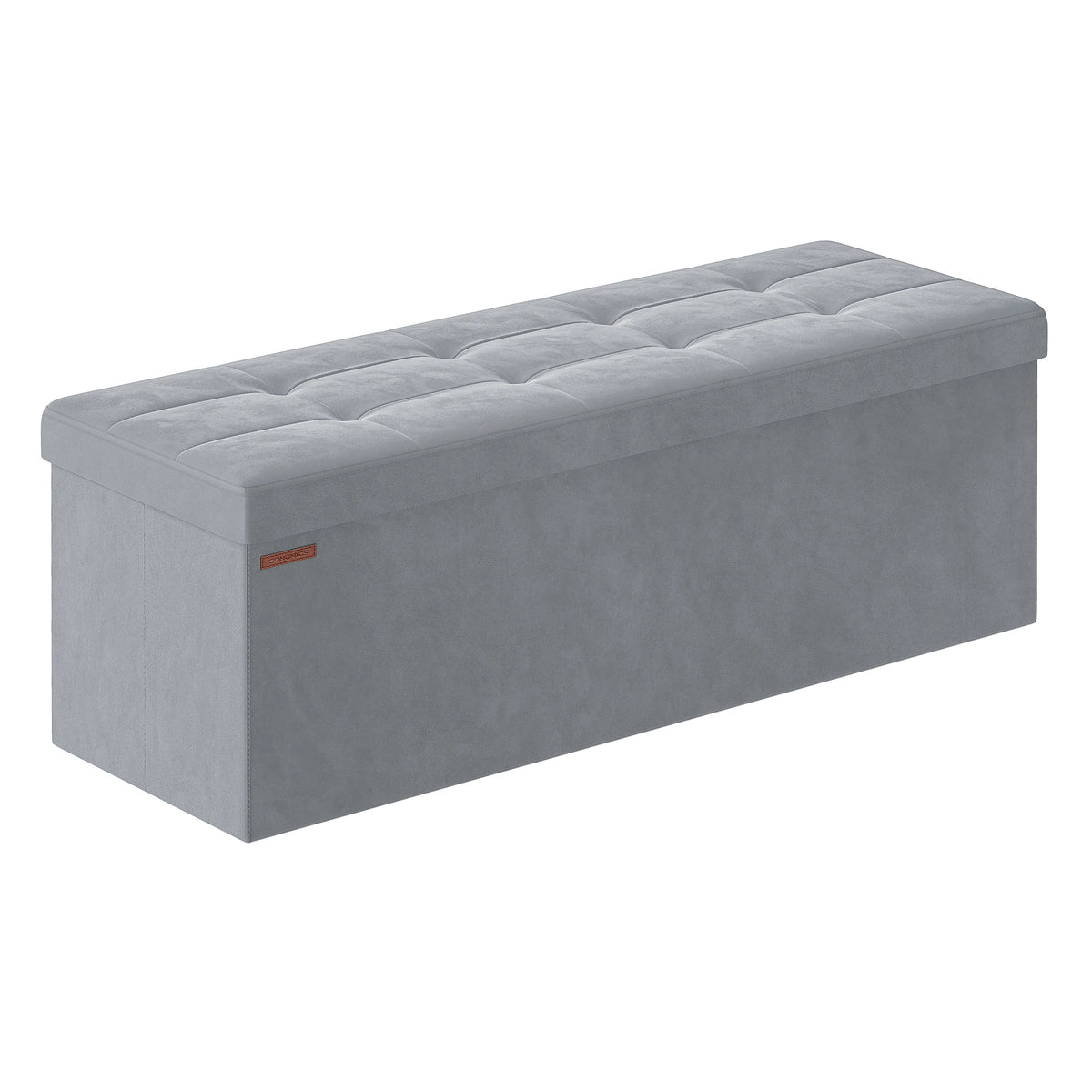 Banc coffre pliable 110 cm avec assise rembourrée — gris clair