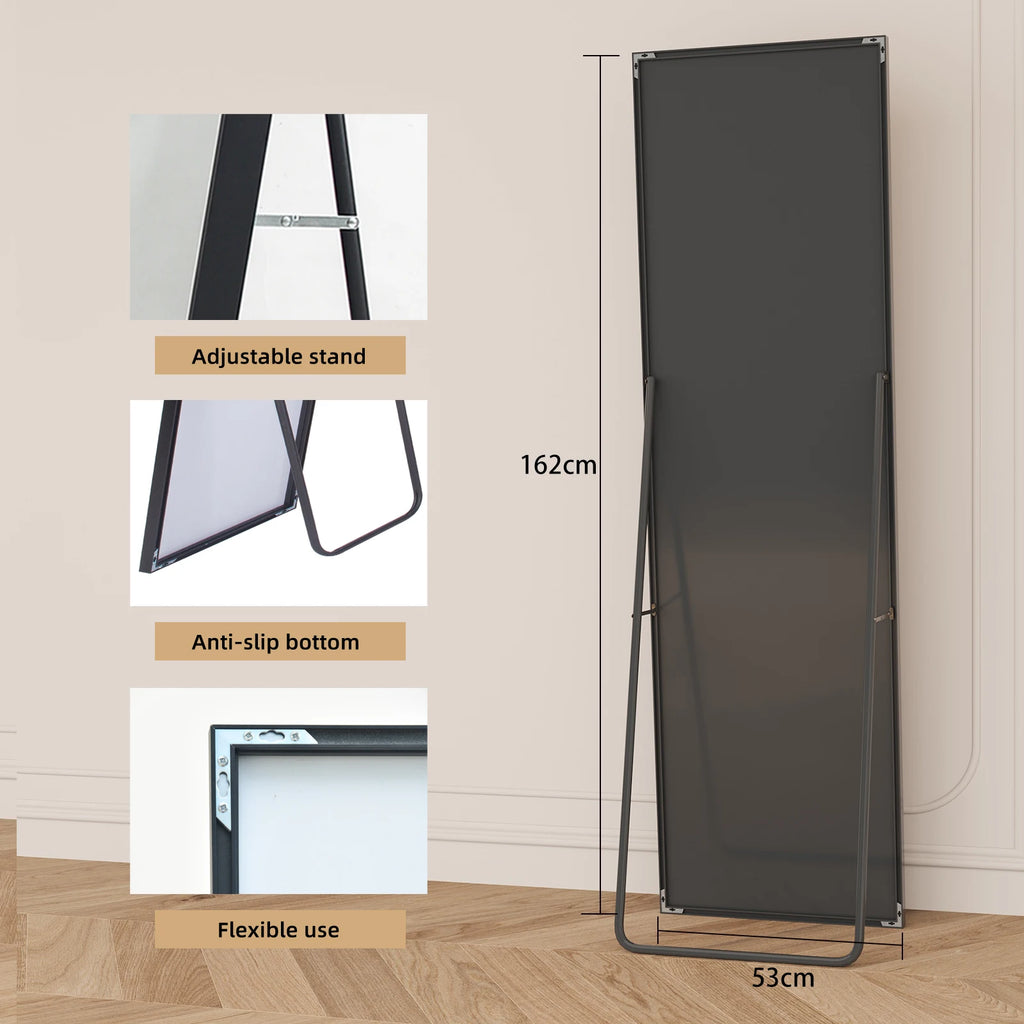 Grand miroir mural rectangulaire avec cadre noir, 162 × 53 cm, visuel 8