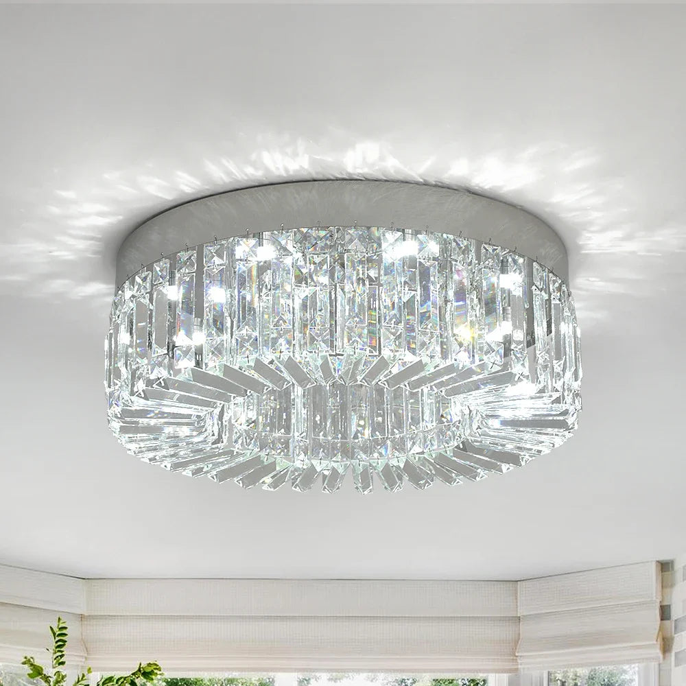 Plafonnier LED doré décoratif à éléments effet cristal, visuel 1