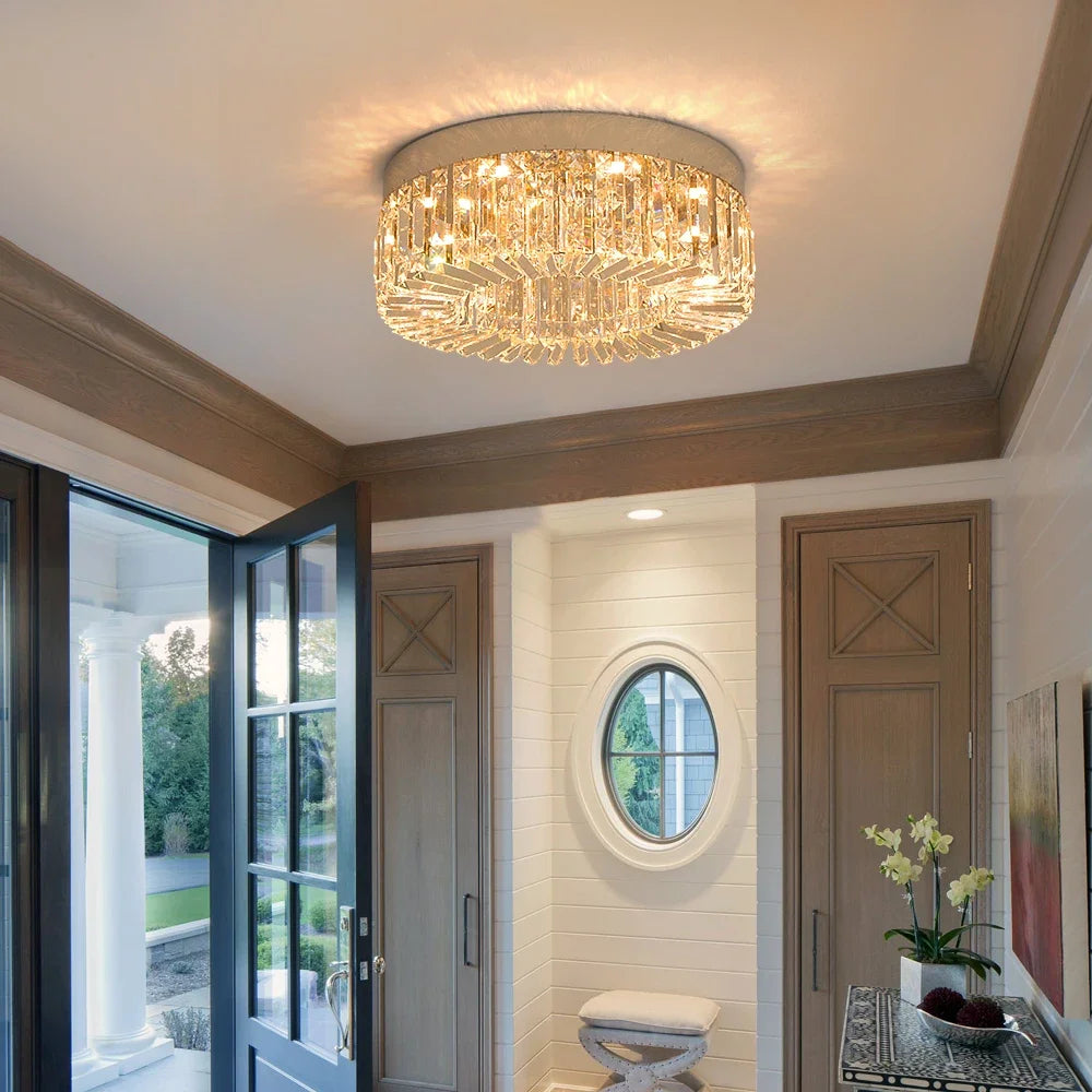 Plafonnier LED doré décoratif à éléments effet cristal, visuel 17