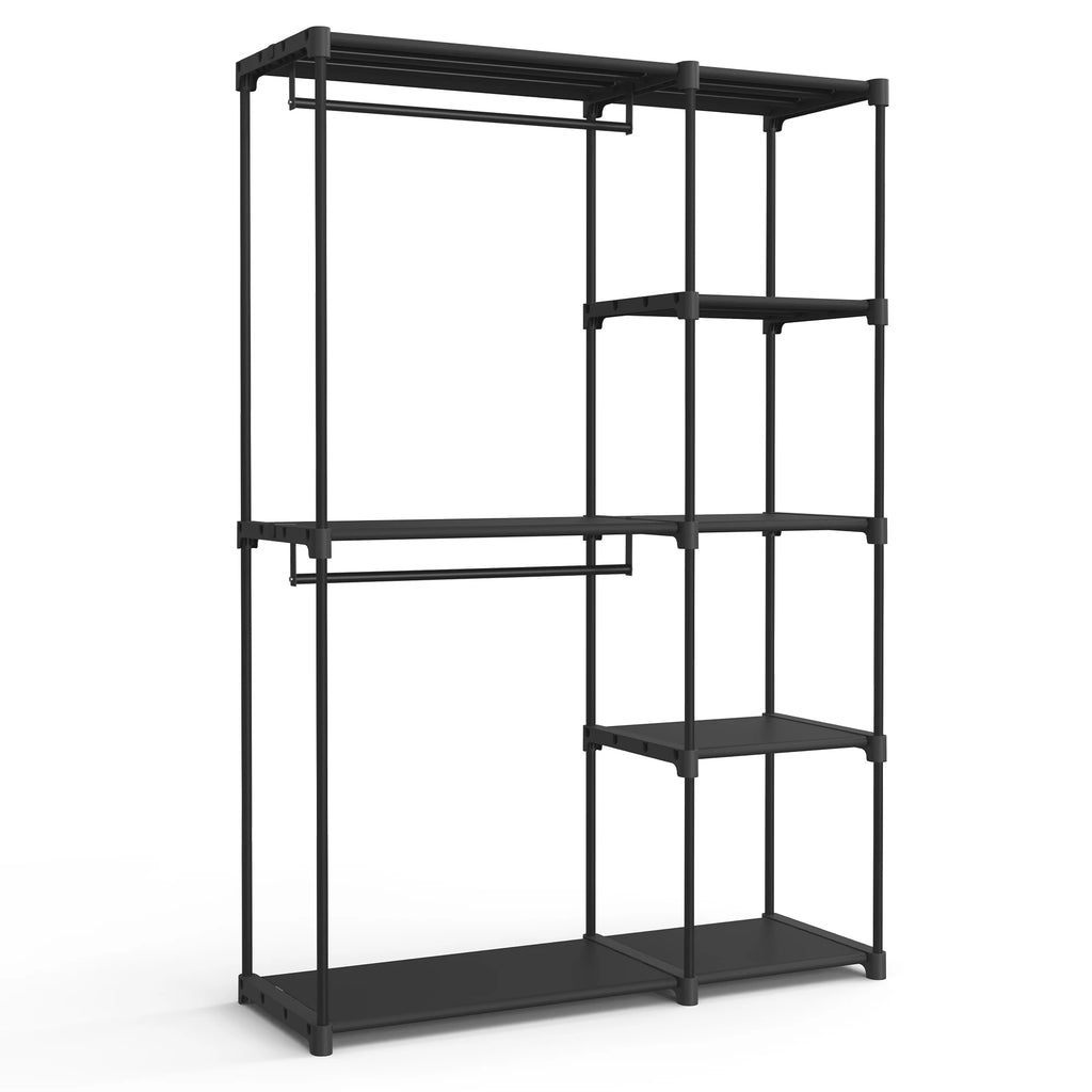 Dressing ouvert à double penderie, 124 cm — Noir