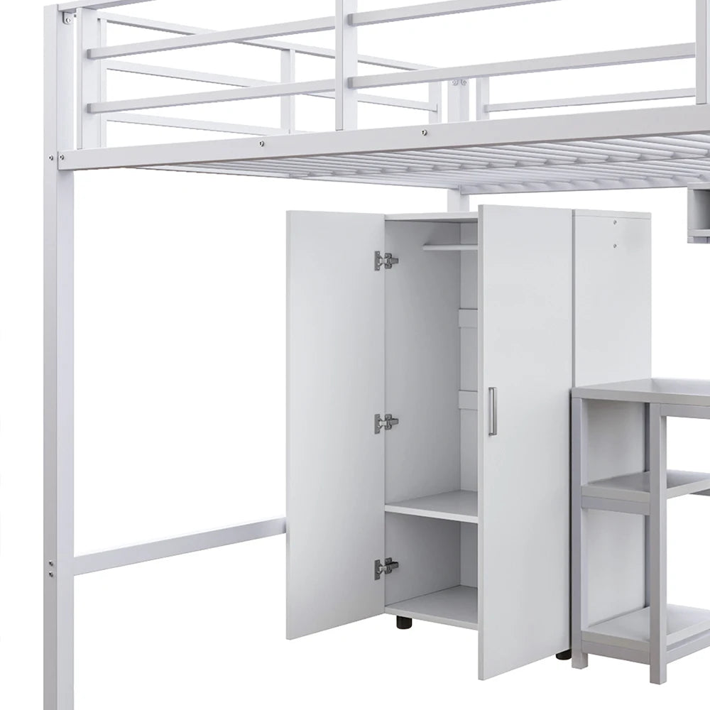 Lit mezzanine 140 × 200 cm avec bureau et placard