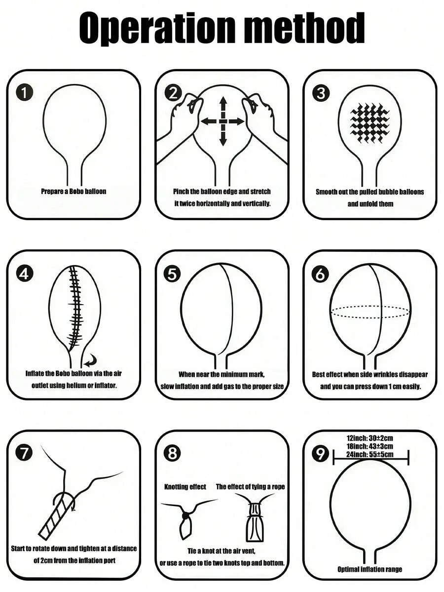 Schéma de préparation et de gonflage du ballon transparent