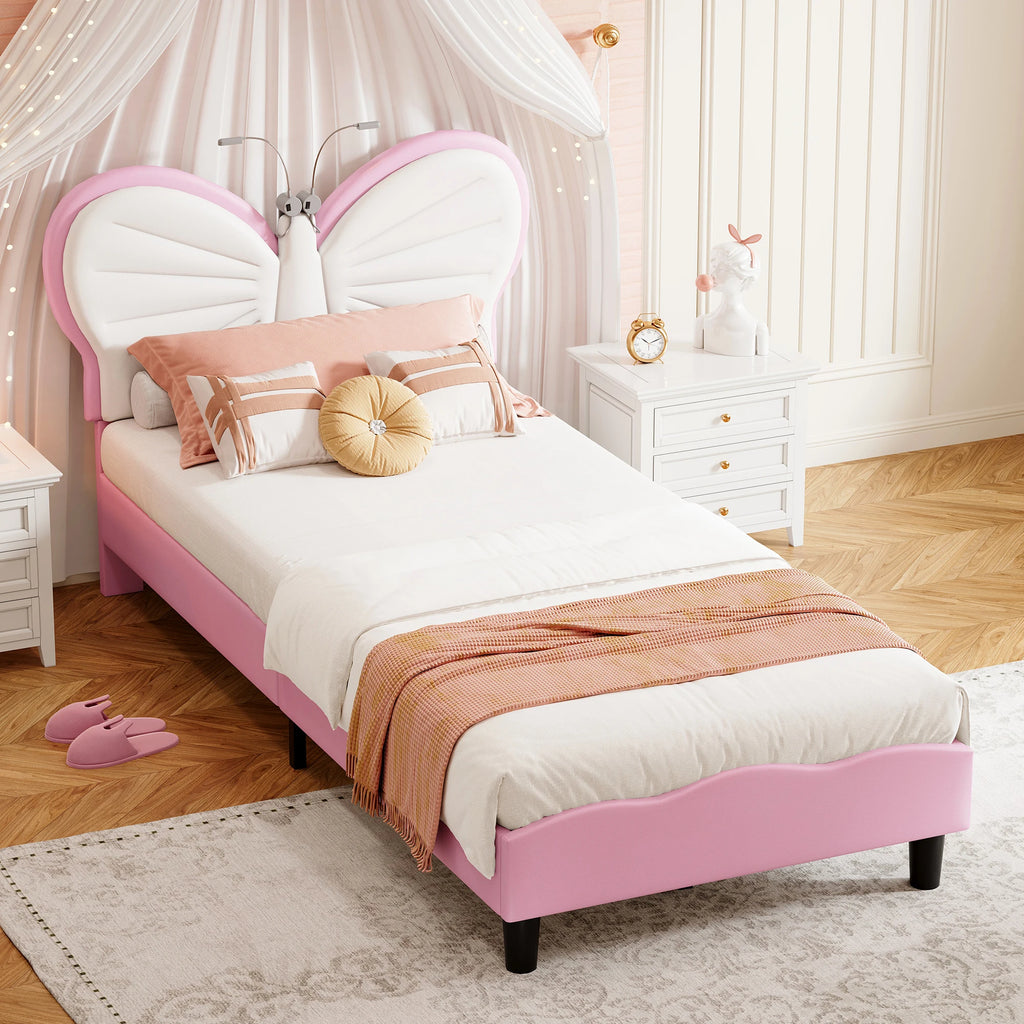 Lit enfant papillon avec lampe de lecture 90 × 200 cm