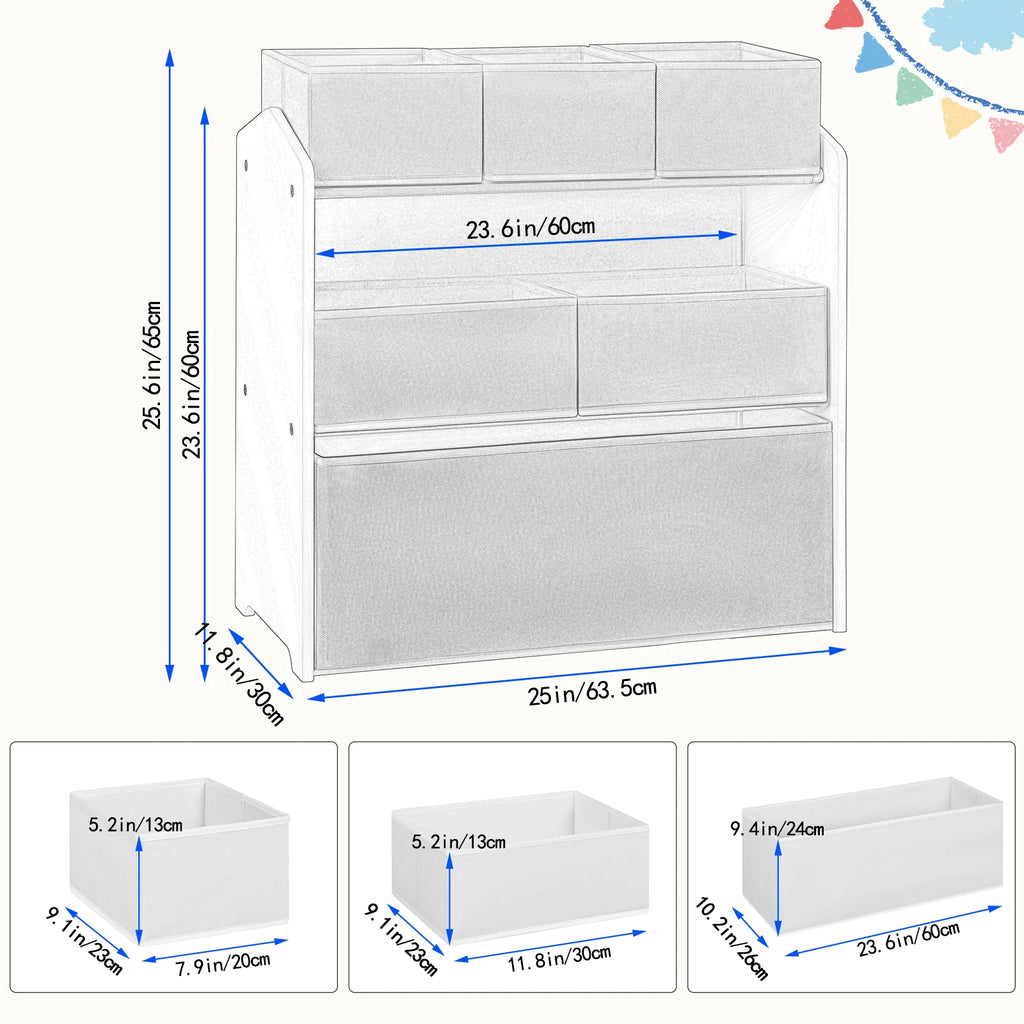 Meuble de rangement pour jouets à six bacs amovibles, illustration 7