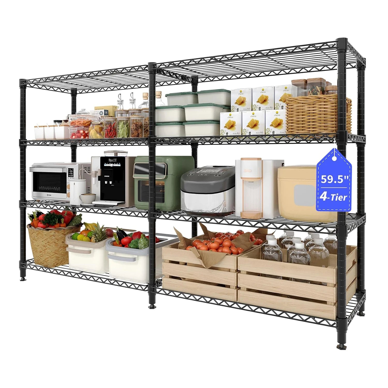 Étagère de rangement modulable en métal 4 ou 5 niveaux