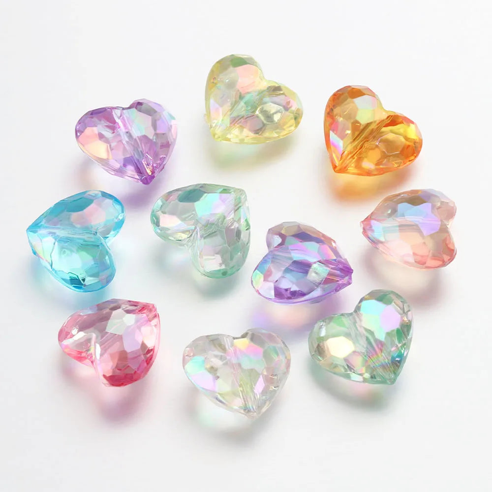 Assortiment de perles cœur facettées pour créations de bijoux