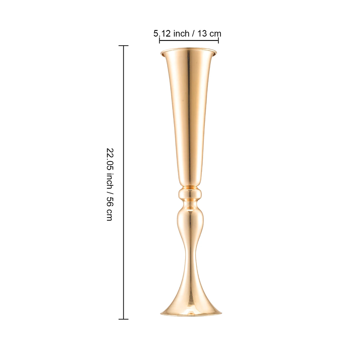 Vase floral doré élancé réf. 55 cm, lot de 2