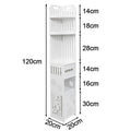 Meuble WC étroit blanc à 6 niveaux avec porte-rouleau