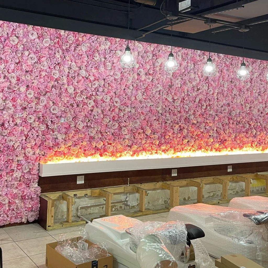 Exemple de grande surface habillée de panneaux floraux