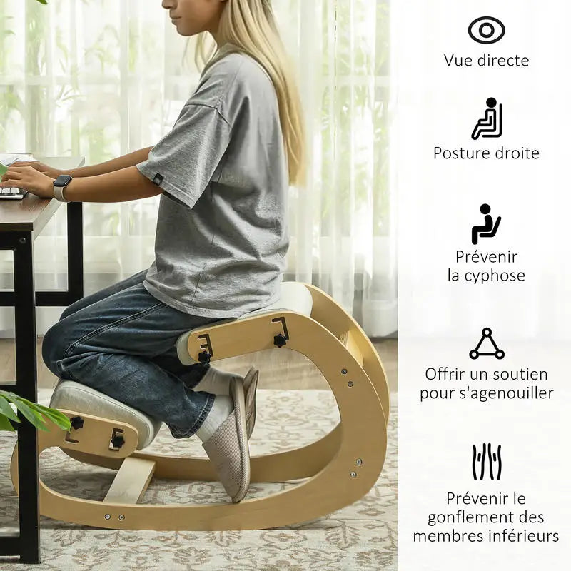 Chaise ergonomique à genoux avec fonction bascule