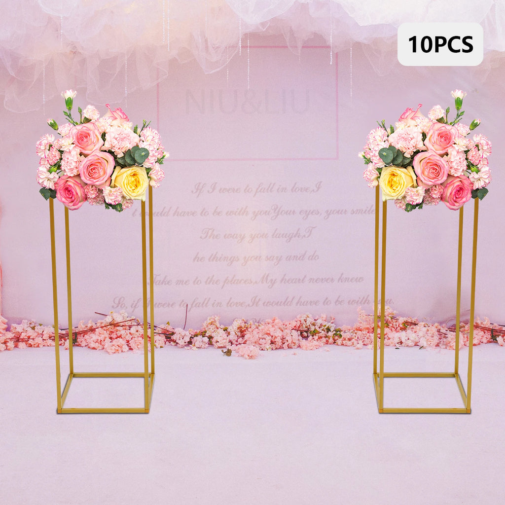 Lot de 10 colonnes dorées pour fleurs et décorations