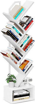 Bibliothèque arbre blanche à 6 niveaux — six niveaux inclinés pour livres