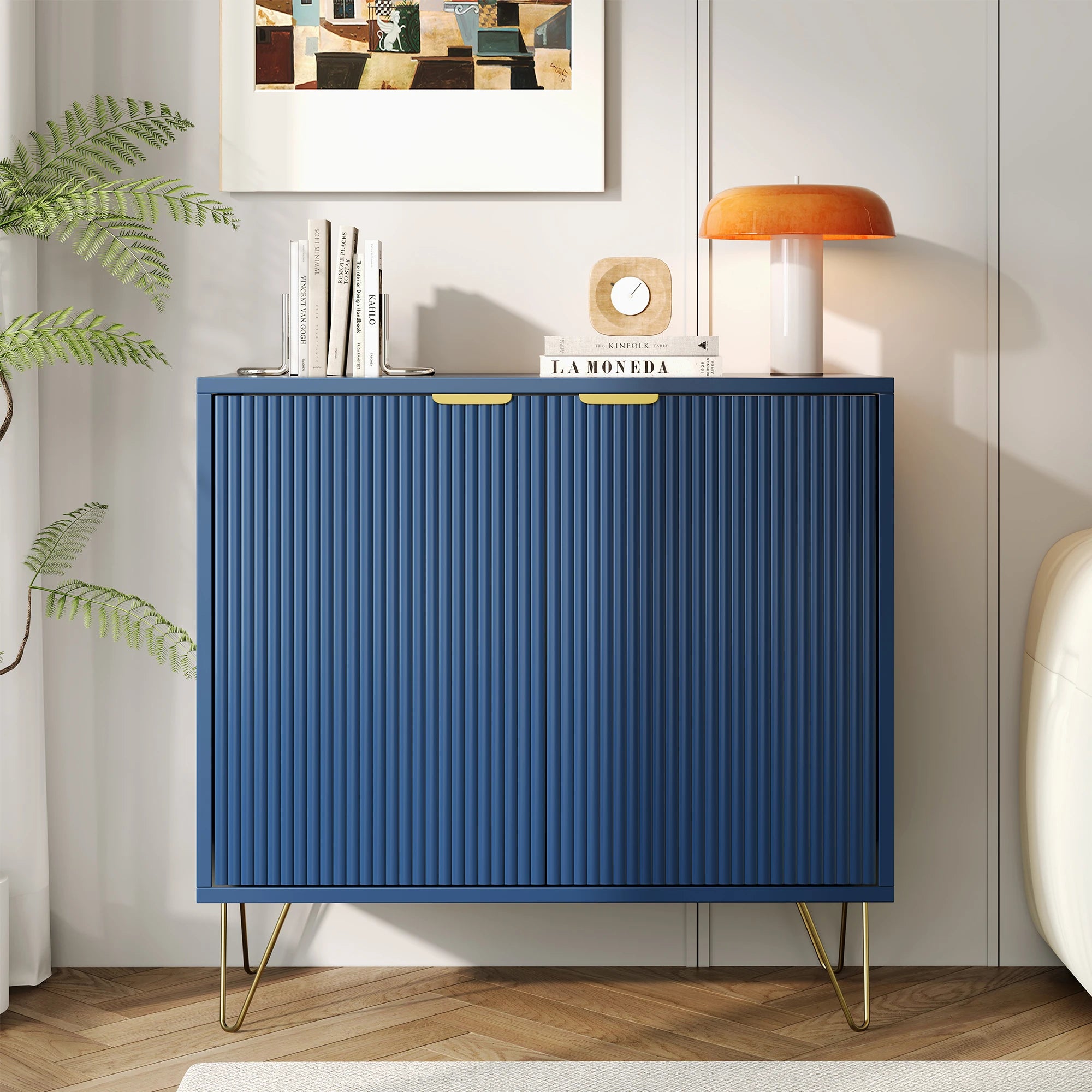 Armoire de rangement bleu foncé à 2 portes