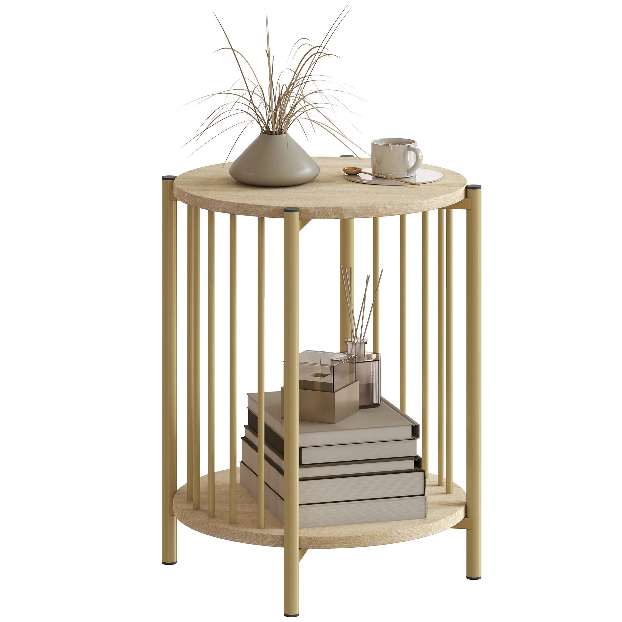 Table d’appoint ronde à 2 niveaux – Ø 41 cm
