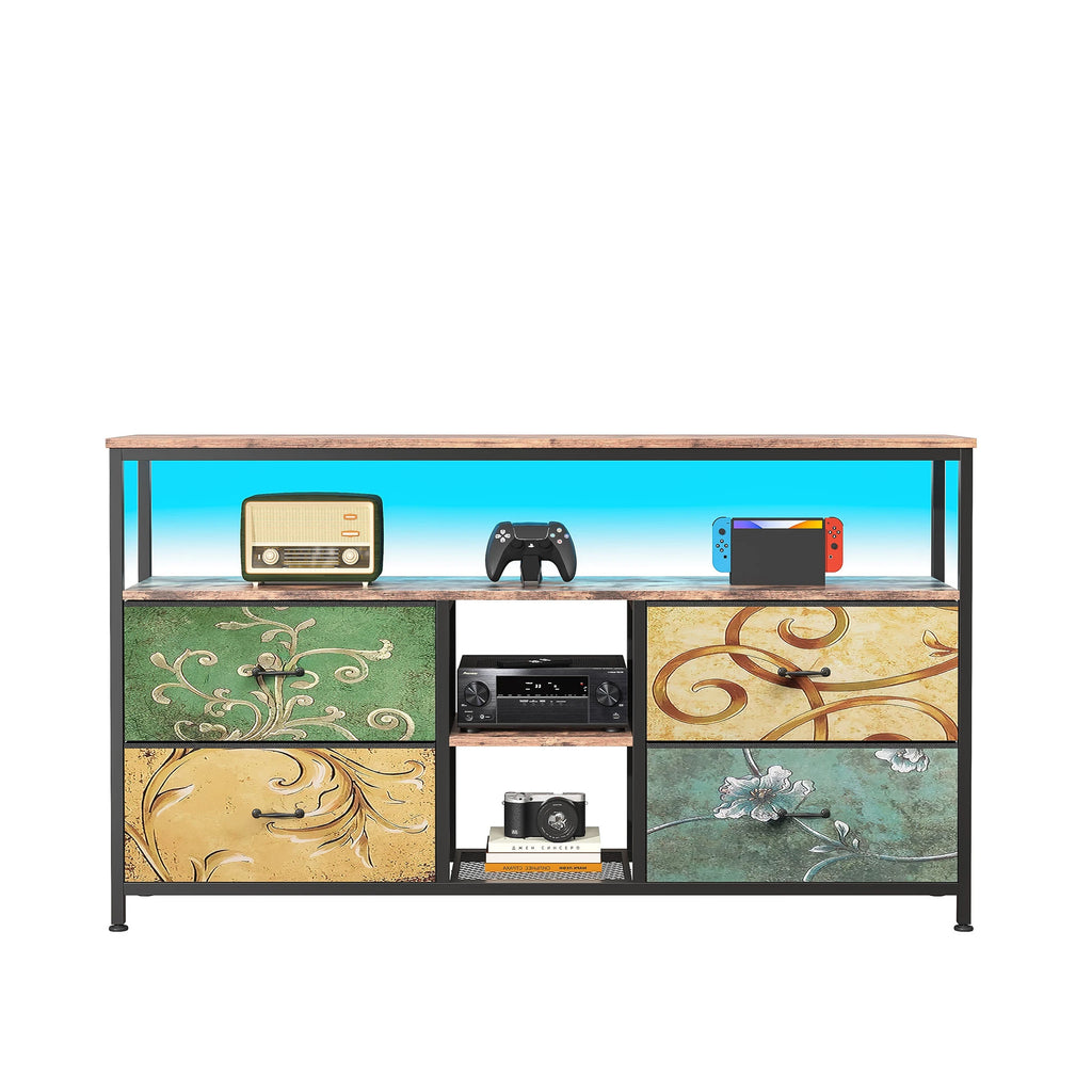Meuble TV à quatre tiroirs et étagères, longueurs au choix, illustration 11